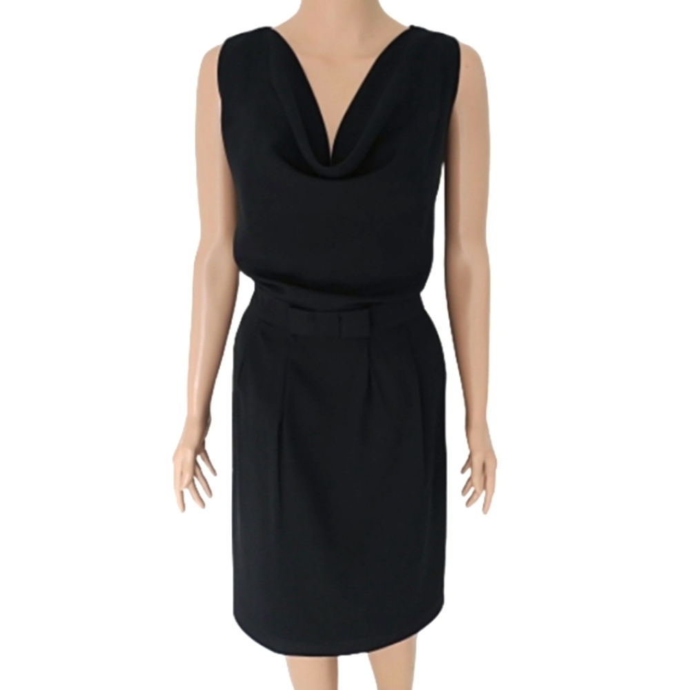 Land's End Black Cocktail Sleeveless Pleated Dress Size 18 W